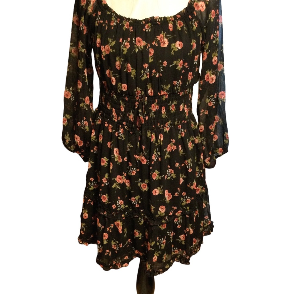 Rowa floral bohemian peasant dress long sleeves fit flare NEW with tag…